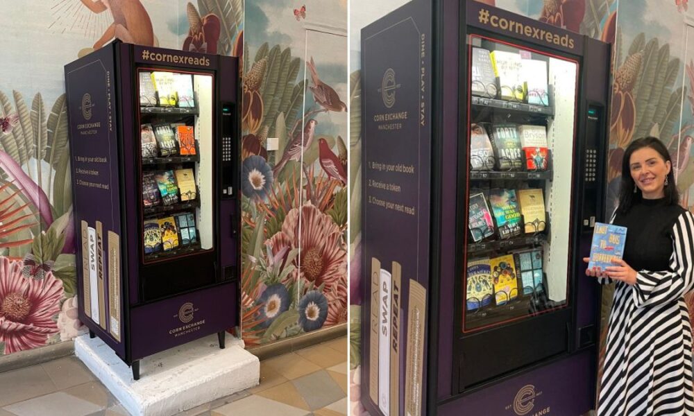 A vending machine offering free books is at the Corn Exchange