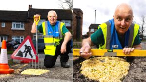 Man fed up with potholes fills them with Pot Noodles to get council’s attention