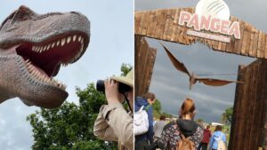 Dinosaur park where you walk among huge lifelike dinos is 90 minutes from Manchester