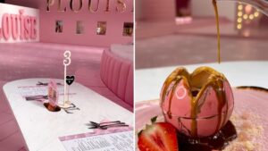 The incredible pink cafe that looks like it’s straight off the Barbie film set