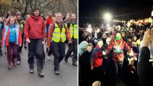 Vernon Kay receives hero’s welcome as 115-mile ultramarathon enters Manchester