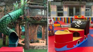 The award-winning play area with beaches, pirate ships and dinosaurs for kids to discover