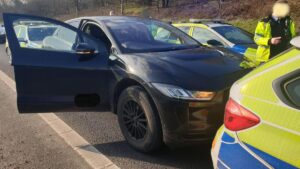 Police surround electric vehicle on M62 after driver unable to brake