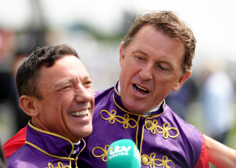 Frankie Dettori (left) and AP McCoy at Epsom in June