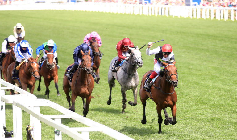 Star Catcher ridden by Jockey Frankie Dettori (right) wins the Ribblesdale Stakes at Royal Ascot in 2019