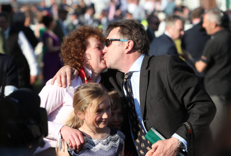 Lucinda Russell and Peter Scudamore at Aintree