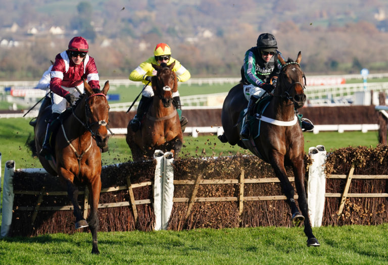 Attacca (right) on his way to winning at Cheltenham