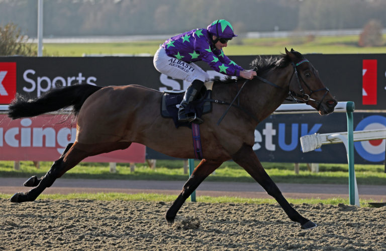 All The King's Men ridden by Ryan Moore wins the Spreadex Sports Get 40 In Bonuses Handicap at Lingfield Park Racecourse