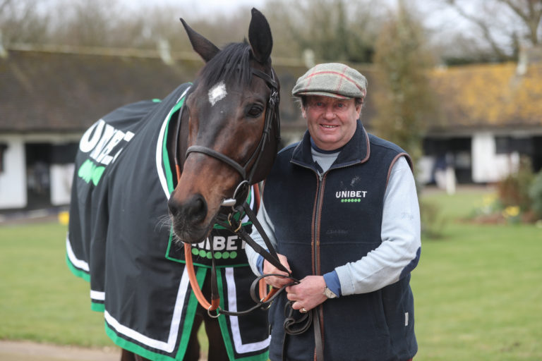 Nicky Henderson with Altior at Seven Barrows