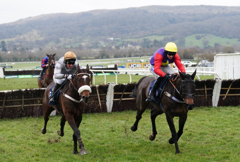 Gold Tweet ridden by Johnny Charron (left) before going on to win the Dahlbury Stallions At Chapel Stud Cleeve Hurdle during Festival Trials Day at Cheltenham