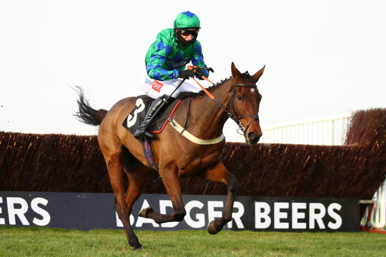 Ga Law winning the 'Rising Stars' Novices' Chase at Wincanton Racecourse