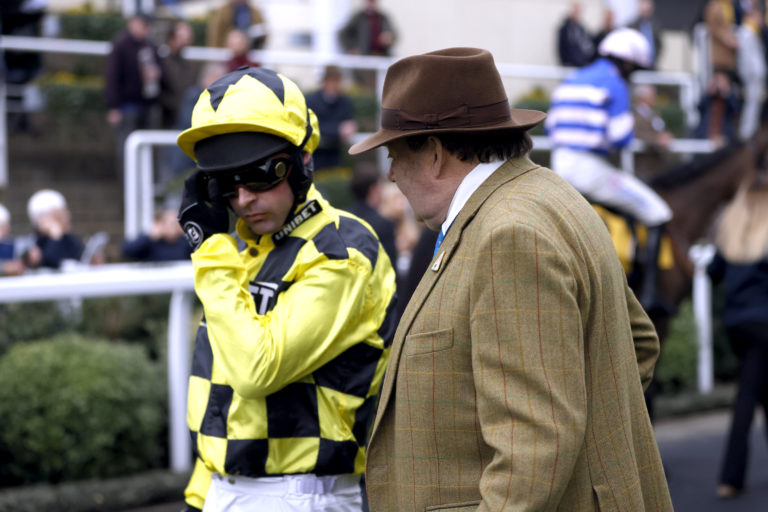 Nico de Boinville (left) and Nicky Henderson set to run Shishkin over three miles at Aintree