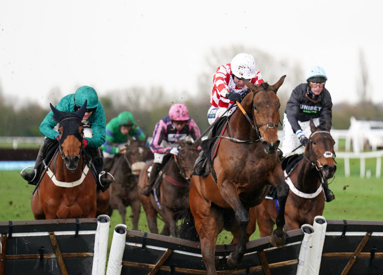 Russian Ruler (right) stayed on strongly to win at Newbury