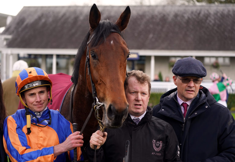 Ryan Moore and Aidan O'Brien with Paddington at Naas
