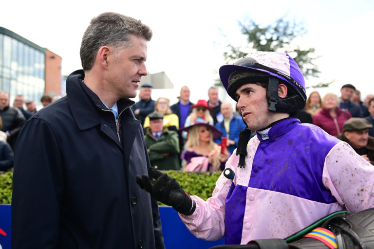 Darragh O'Keeffe and Andrew McNamara after Enjoy The Dream won the Donohue Marquees Juvenile Hurdle at Fairyhouse