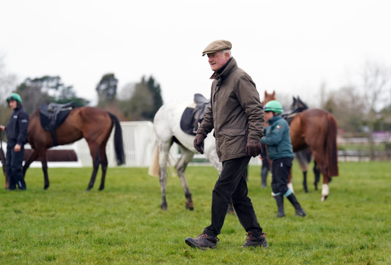 Willie Mullins on the gallops ahead of the Cheltenham Festival