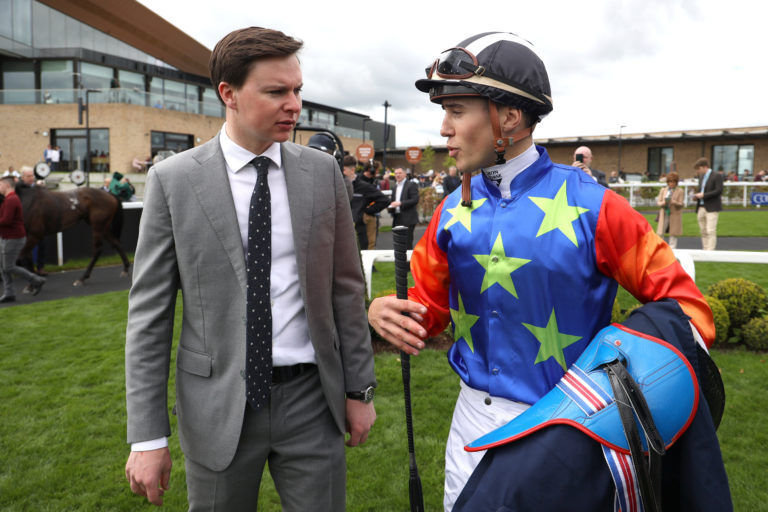 Jockey Dylan Browne McMonagle (right) with trainer Joseph O'Brien at the Curragh