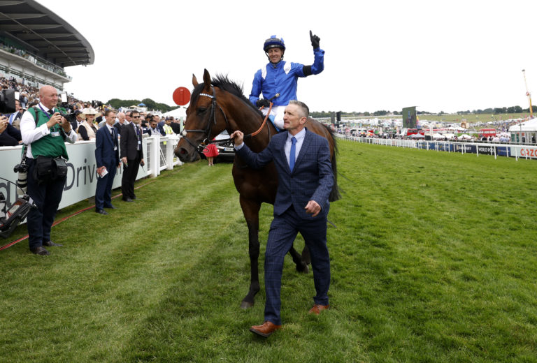 Hukum and Jim Crowley celebrate their Coronation Cup victory