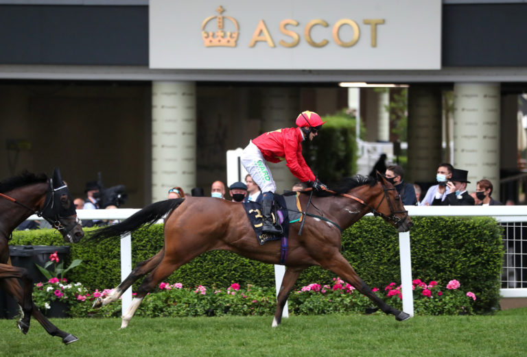 Highfield Princess and Jason Hart winning the Buckingham Palace Stakes at Royal Ascot