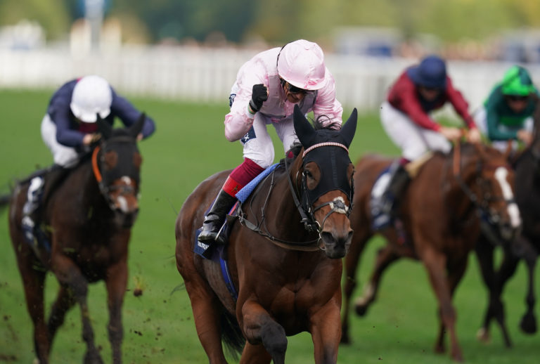 Emily Upjohn ridden by Frankie Dettori wins the Qipco British Champions Fillies & Mares Stakes at Ascot