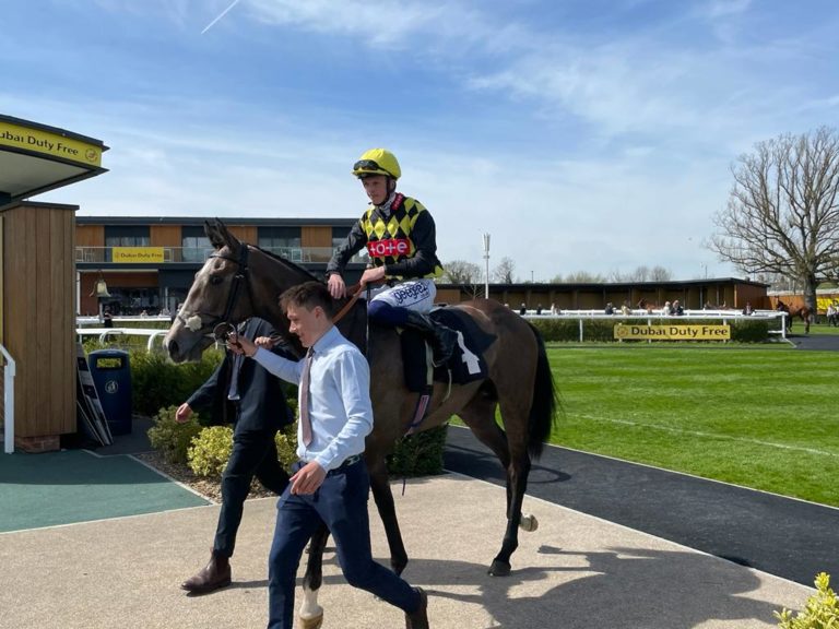 Holguin after winning at Newbury