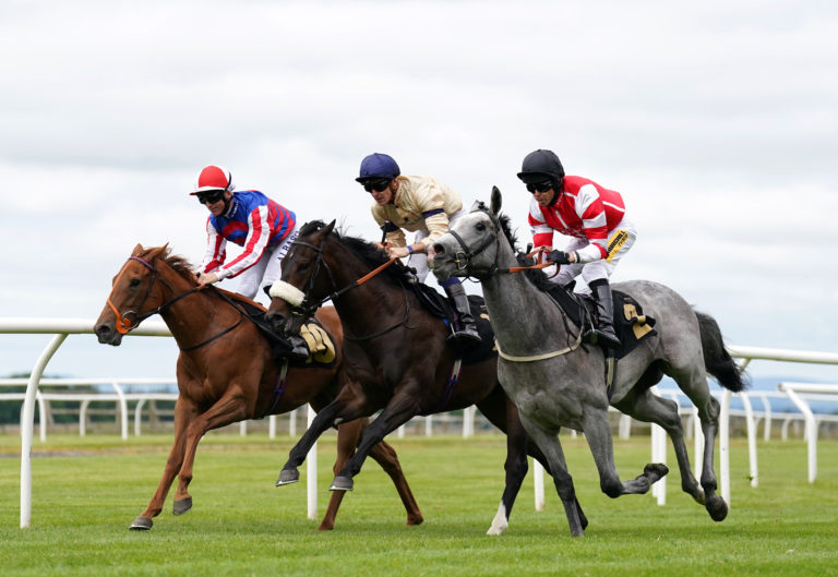 Washington Heights and Kevin Stott (centre) on their way to winning at Carlisle