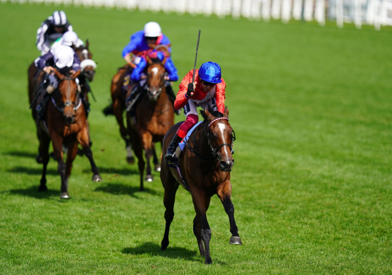 Inspiral ridden by Frankie Dettori on their way to winning the Coronation Stakes at Royal Ascot last year
