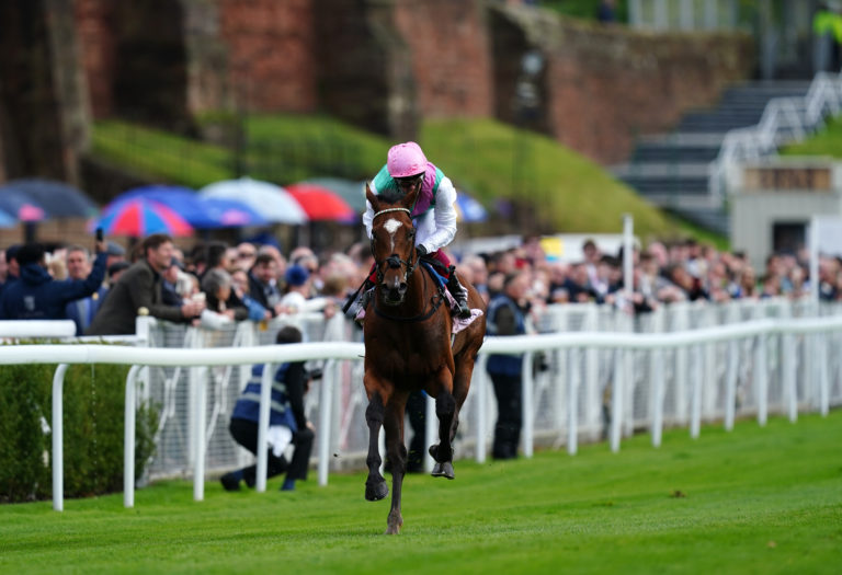 Arrest ridden by Frankie Dettori on their way to winning the Chester Vase