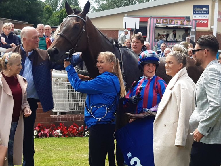 Serena Brotherton was the first to take advantage of the faster strip of ground