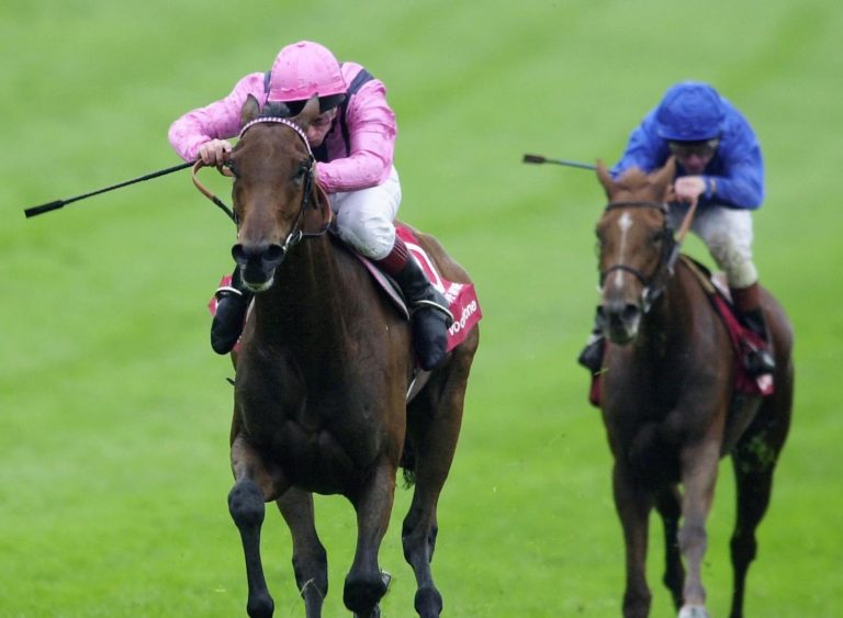 Love Divine (left) gave Quinn an Oaks success in 2000