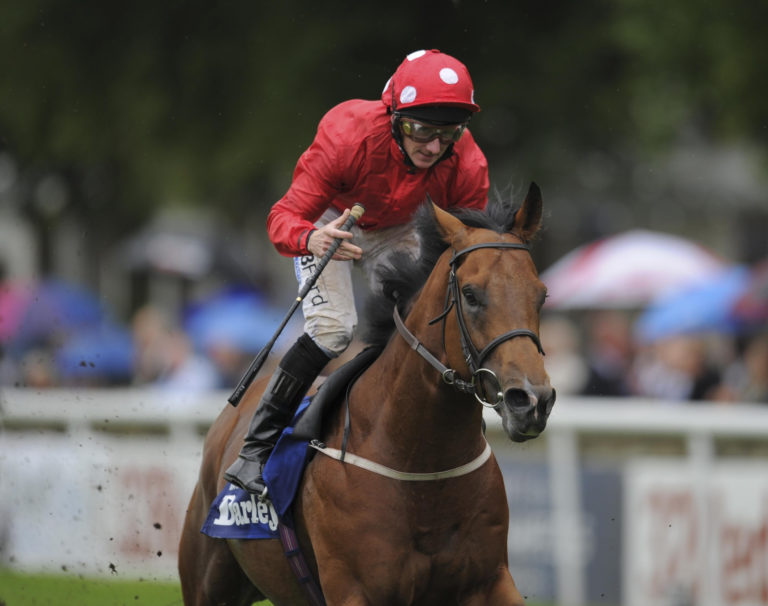 Hanagan salutes the crowd aboard Mayson at Newmarket