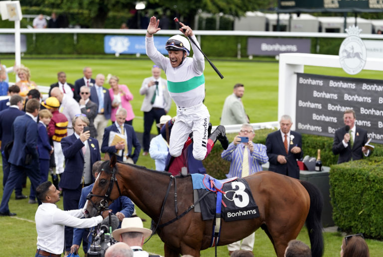 Frankie Dettori performed his famous flying dismount in Hungary