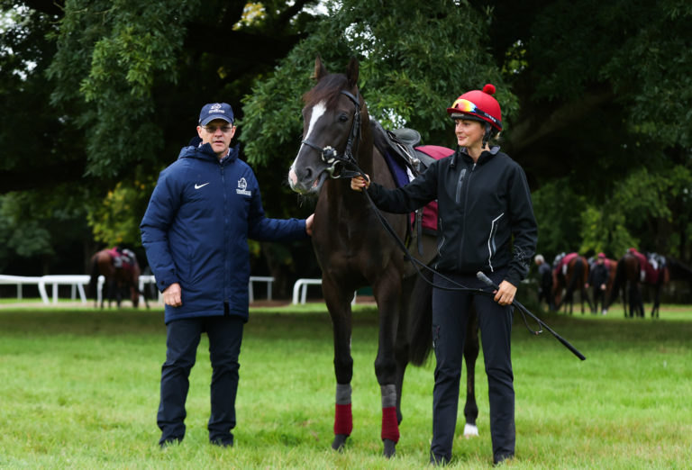 Aidan O'Brien with Auguste Rodin and his work rider Rachel Richardson