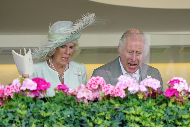 The King and Queen celebrate Desert Hero's Royal Ascot win