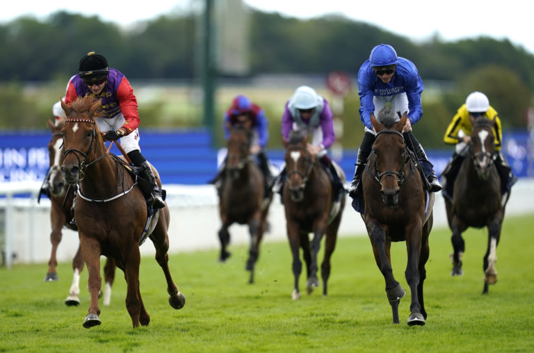 Desert Hero (left) winning at Goodwood