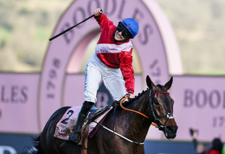 A Plus Tard winning the Cheltenham Gold Cup under Rachael Blackmore