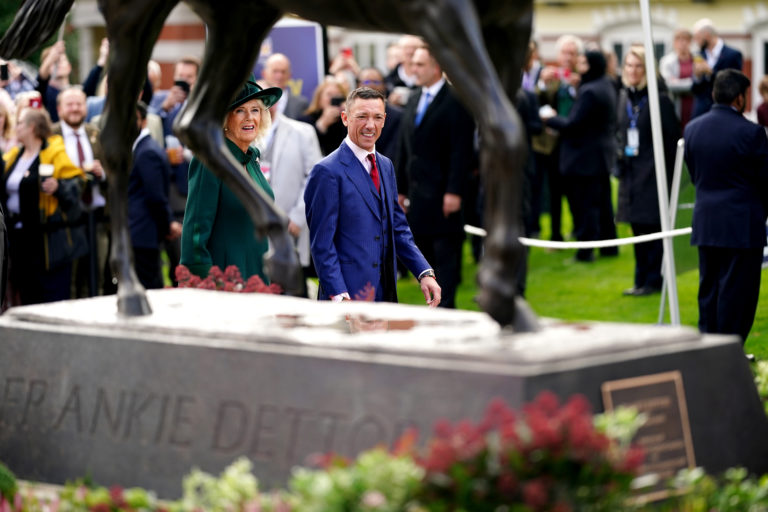 Ascot unveiled a statue of Frankie Dettori during QIPCO British Champions Day at Ascot