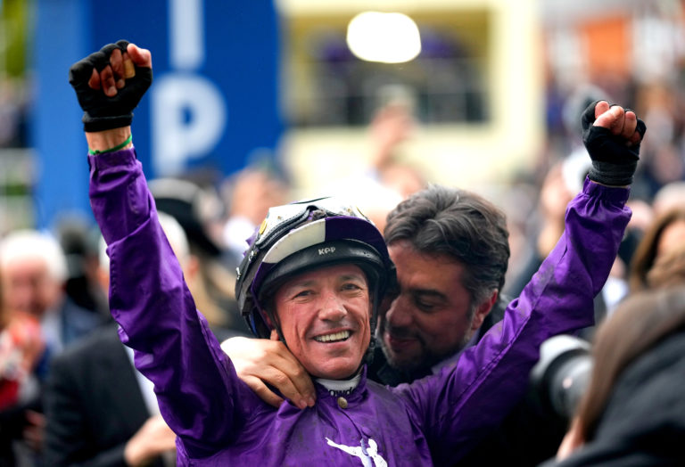 Kia Joorabchian celebrates with Frankie Dettori at Ascot