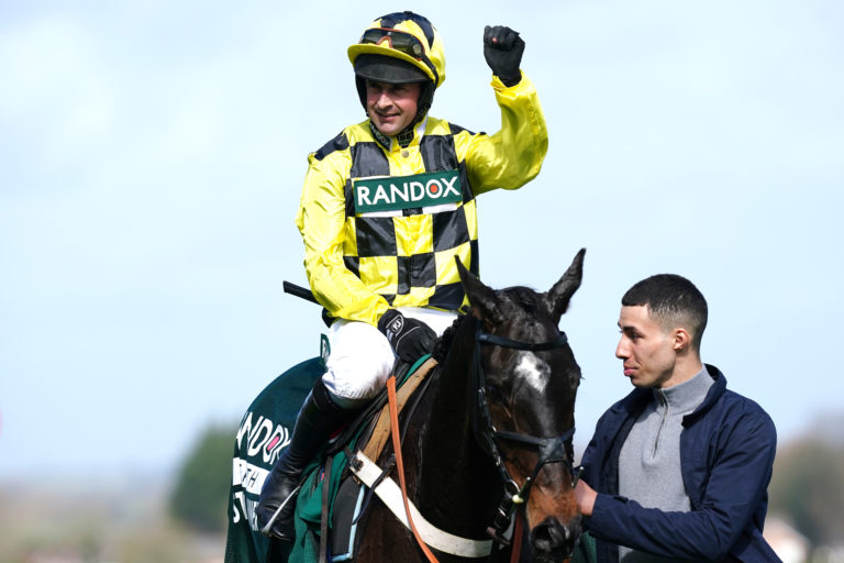 Nico de Boinville celebrates Shishkin's Aintree success