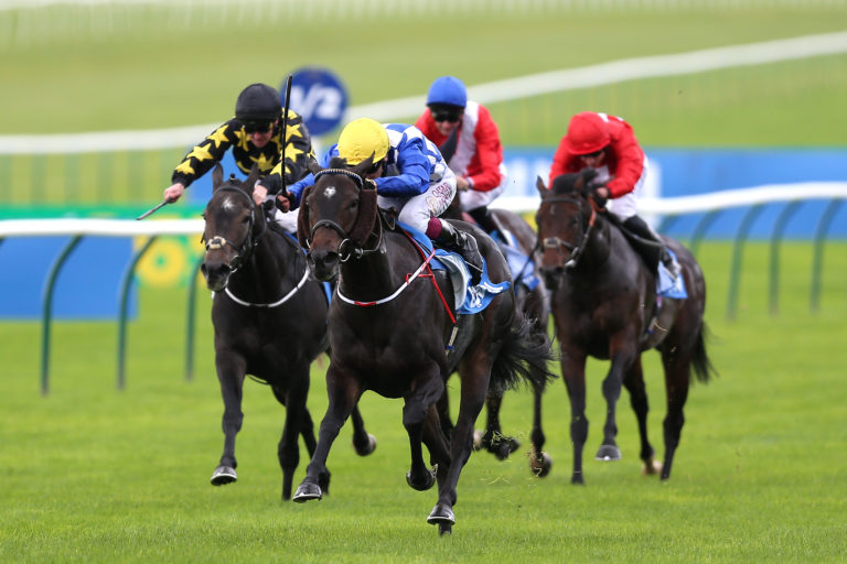 Matilda Picotte on the way to winning at Newmarket