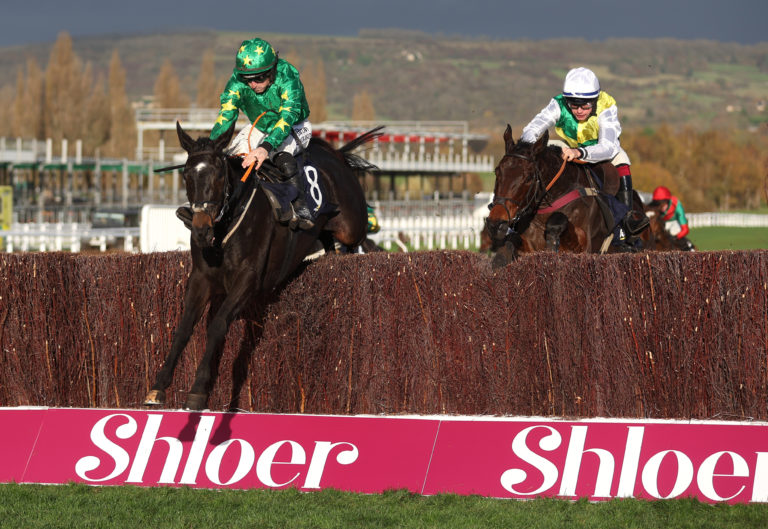 Malina Girl (left) on her way to victory at Cheltenham