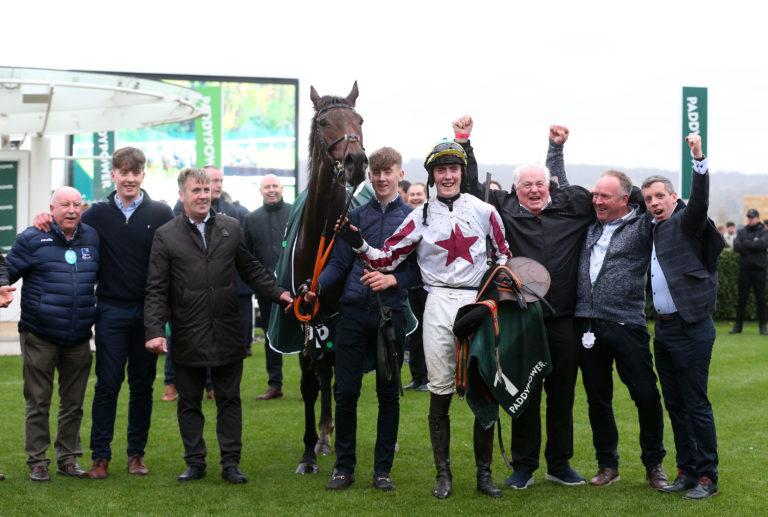 Buddy One and connections after victory at Cheltenham
