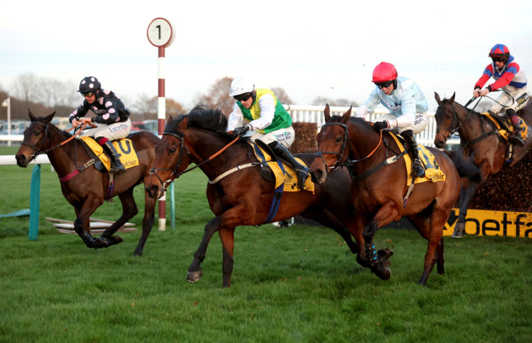 Famous Bridge (centre) on the way to winning at Haydock
