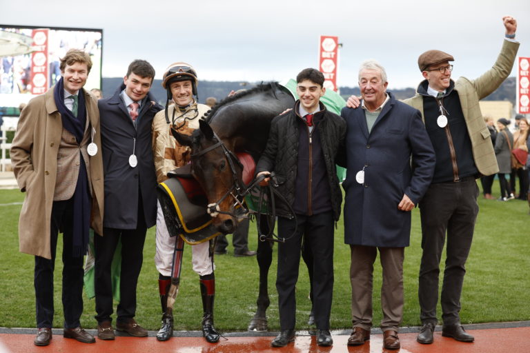 Connections pose with Broadway Boy in the Cheltenham winner's enclosure