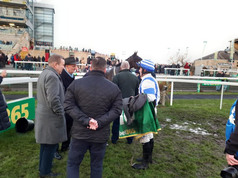 Ben Godfrey explains to winning connections how he won