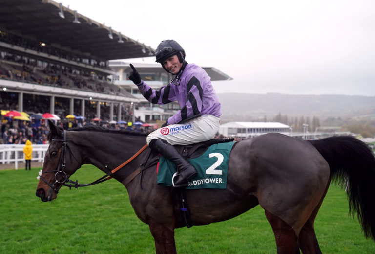 Stage Star and jockey Harry Cobden after winning the Paddy Power Gold Cup at Cheltenham