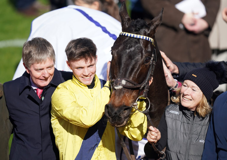 Michael O'Sullivan with Barry Connell and Marine Nationale after their Supreme victory