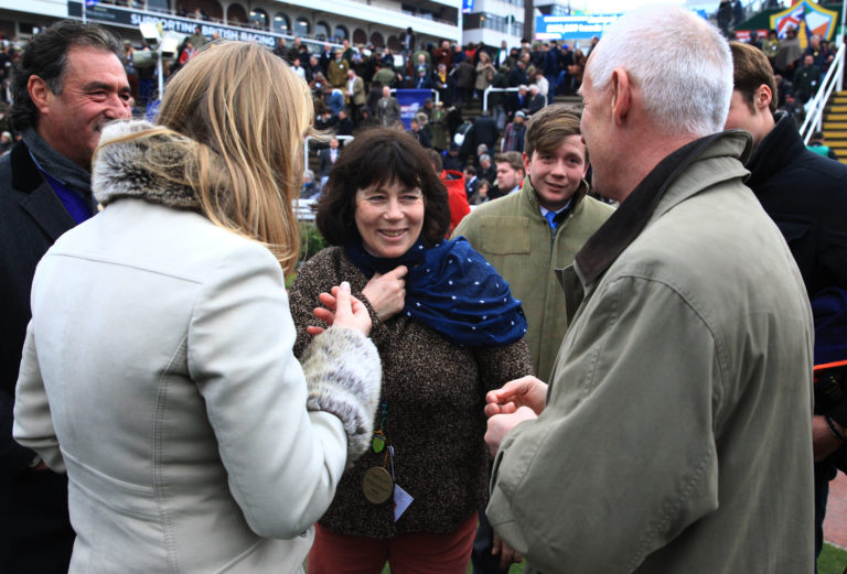 Sara Bradstock being interviewed by the racing press