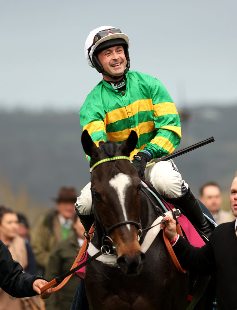 Nico de Boinville and Jonbon after winning the Shloer Chase