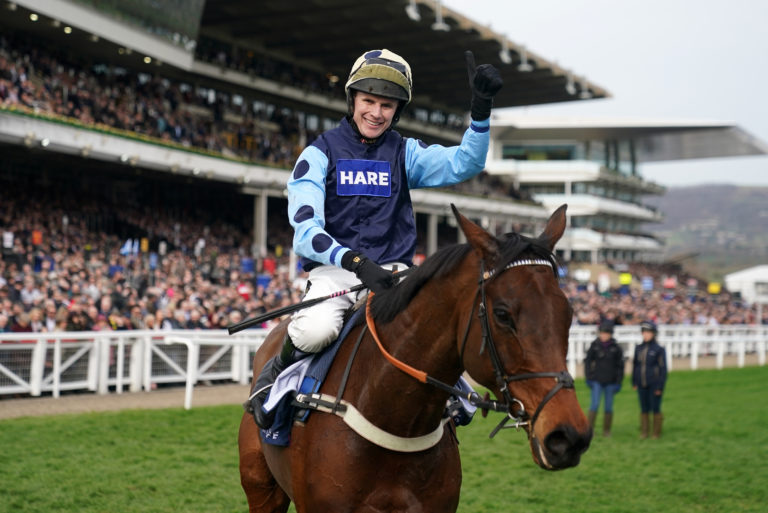 Jockey Tom Cannon after winning the Arkle aboard Edwardstone in 2022